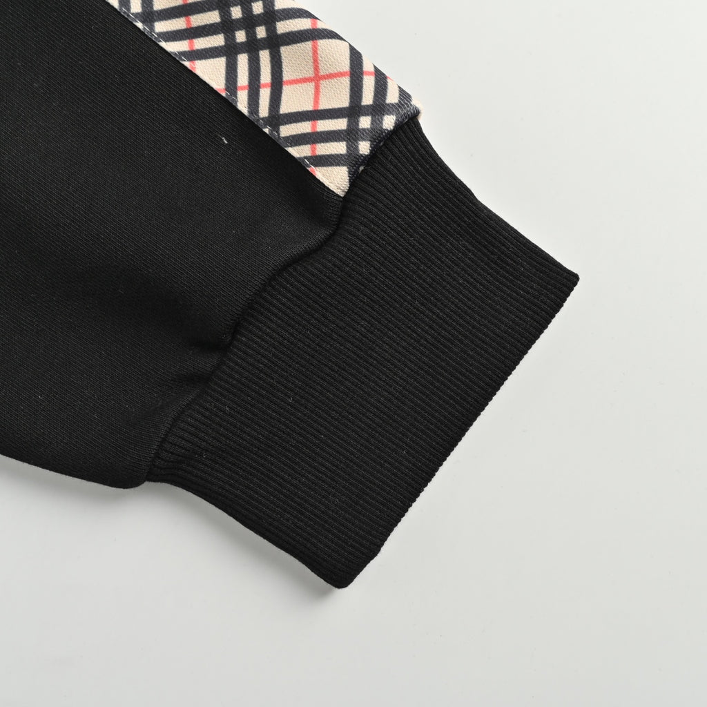 Burberry BBR Side Diamond Check Woven Tape Crewneck Sweatshirt - Black