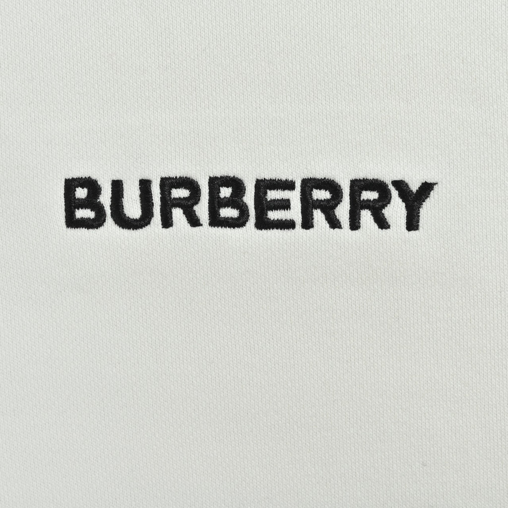 Burberry Micro Check Tartan Collar Spliced Cotton Crewneck Sweatshirt - White