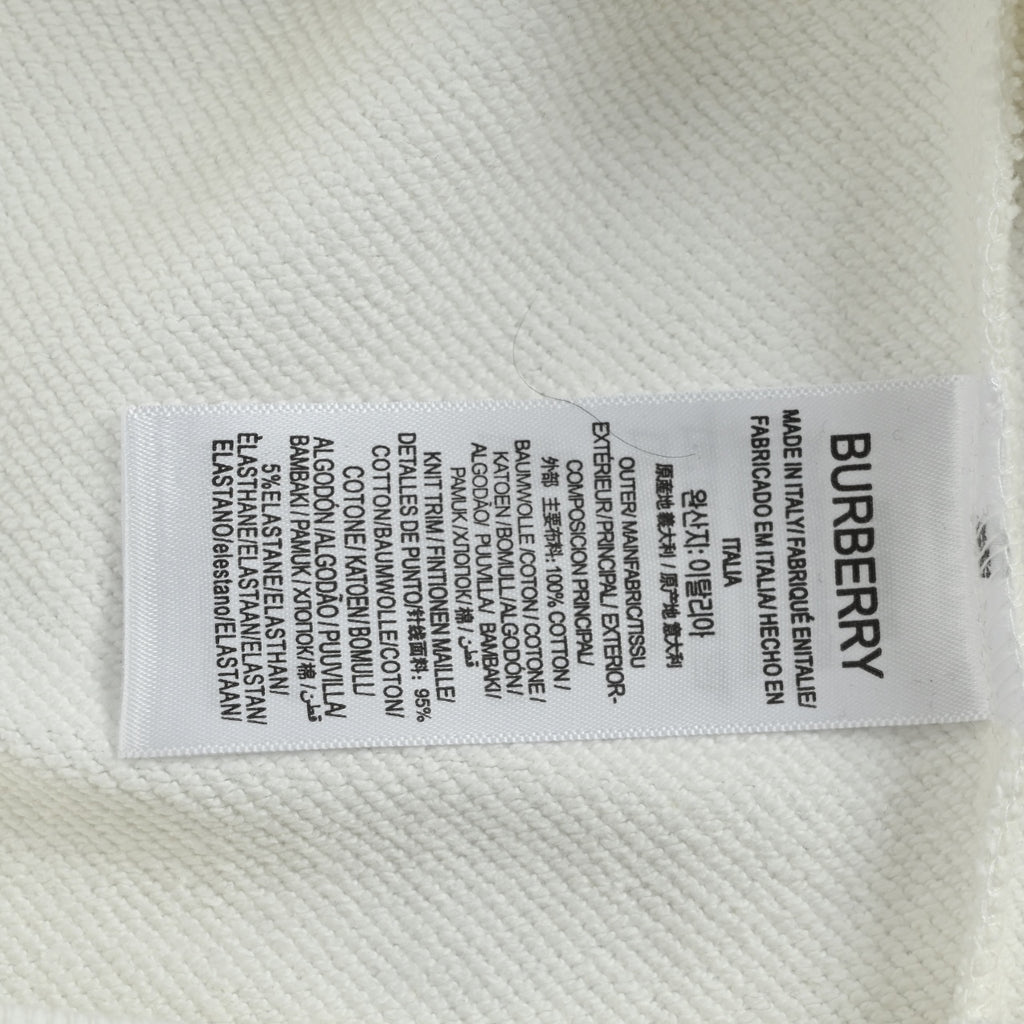 Burberry Micro Check Tartan Collar Spliced Cotton Crewneck Sweatshirt - White