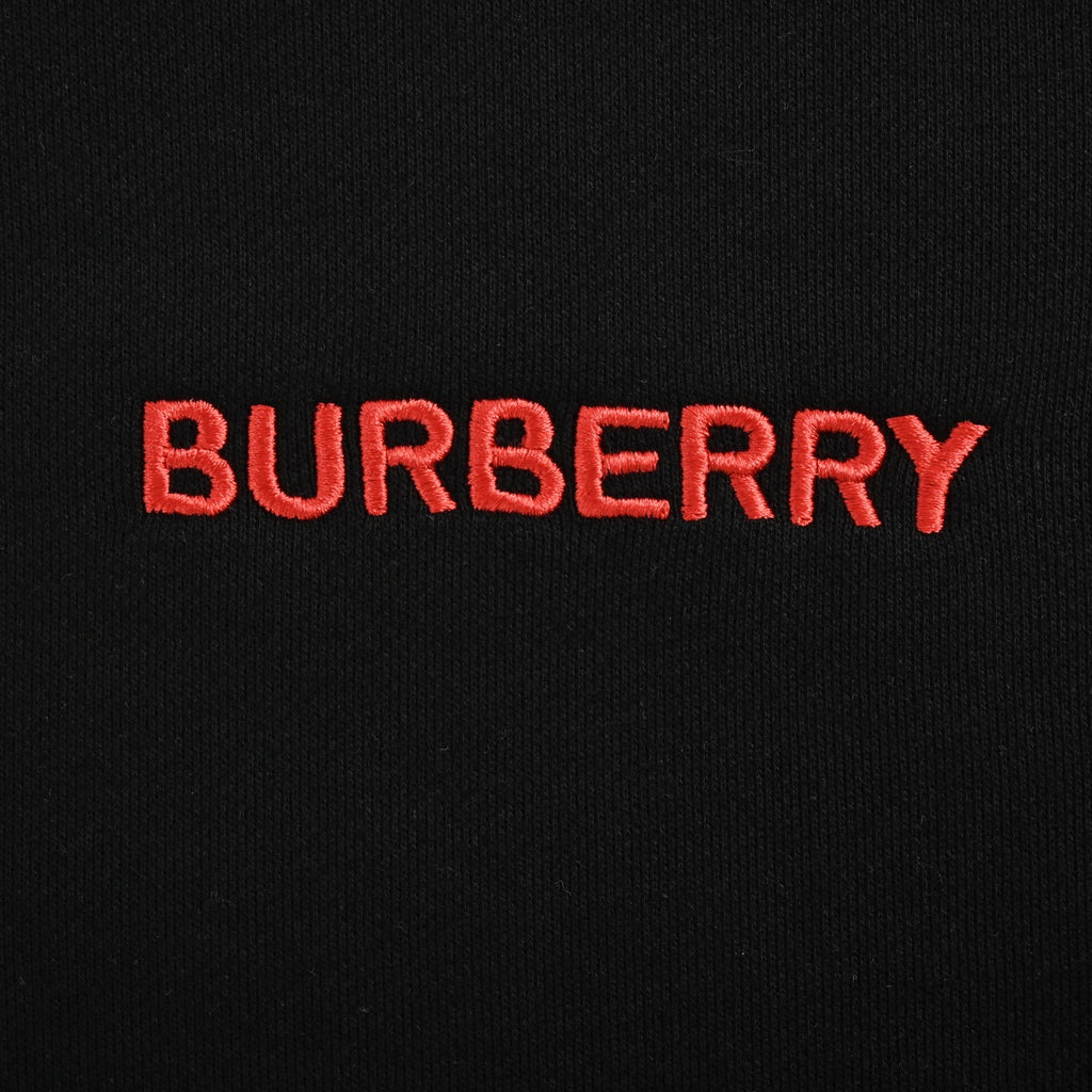 Burberry Micro Check Tartan Collar Spliced Cotton Crewneck Sweatshirt - Black