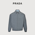 Prada Grey Check Reversible Zip-Up Blouson Jacket - Light Blue / Grey Check