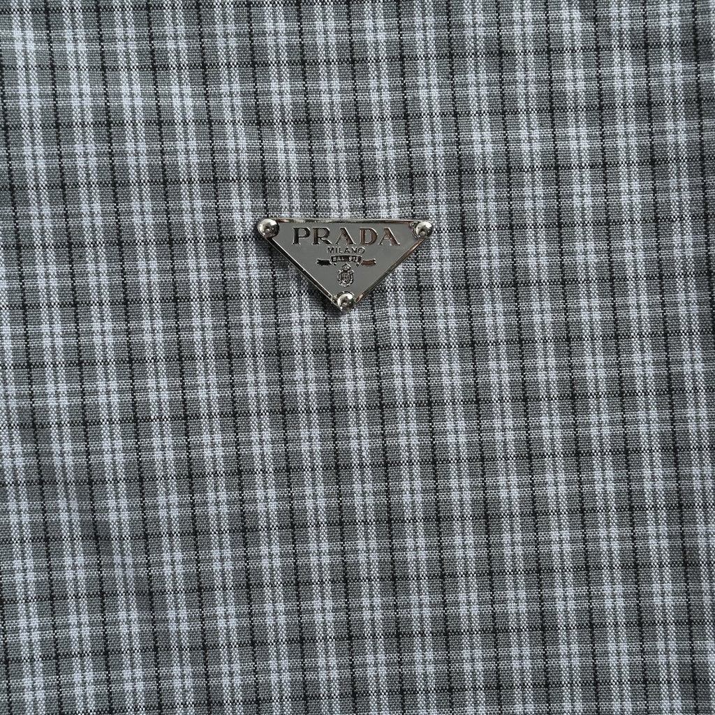 Prada Grey Check Reversible Zip-Up Blouson Jacket - Light Blue / Grey Check