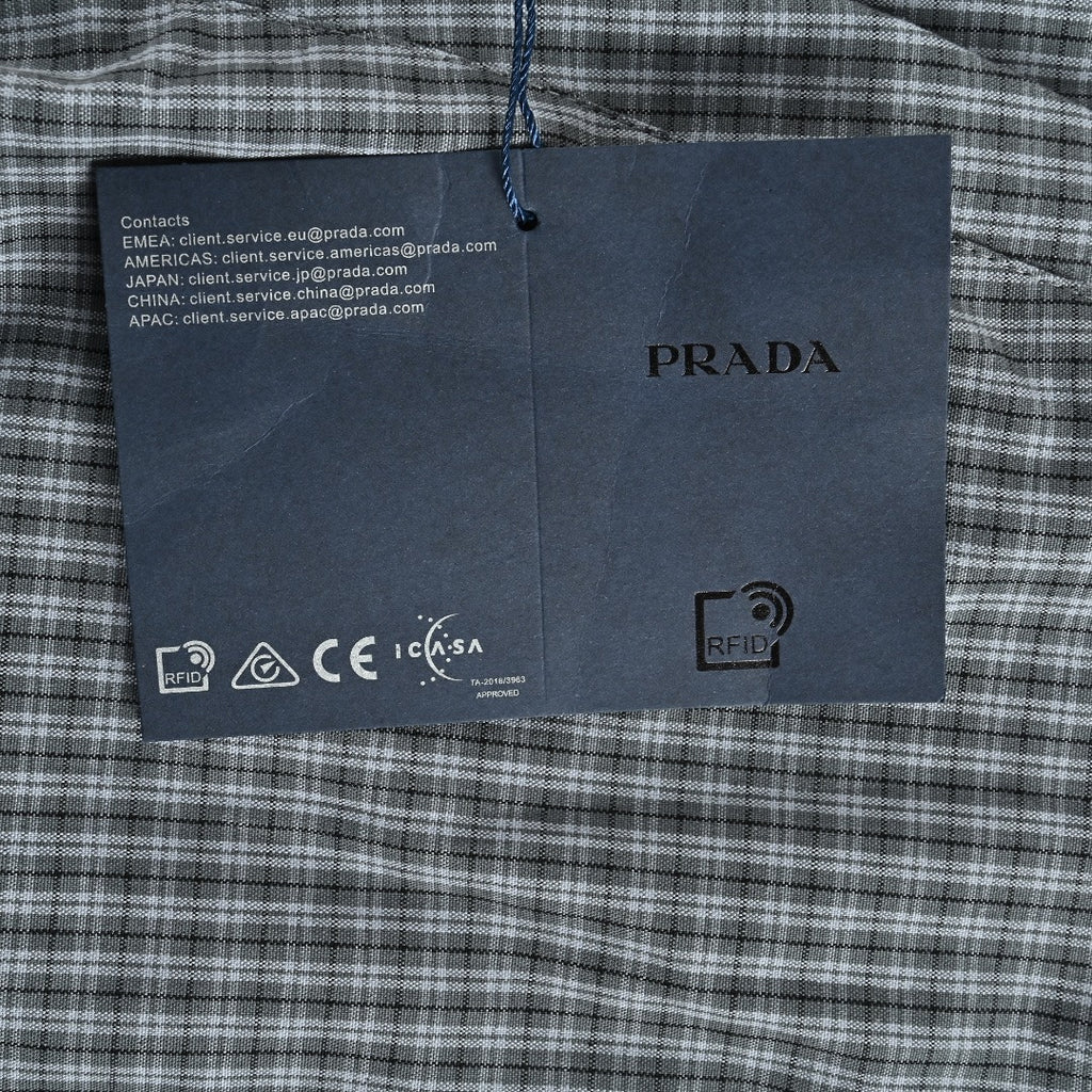 Prada Grey Check Reversible Zip-Up Blouson Jacket - Light Blue / Grey Check