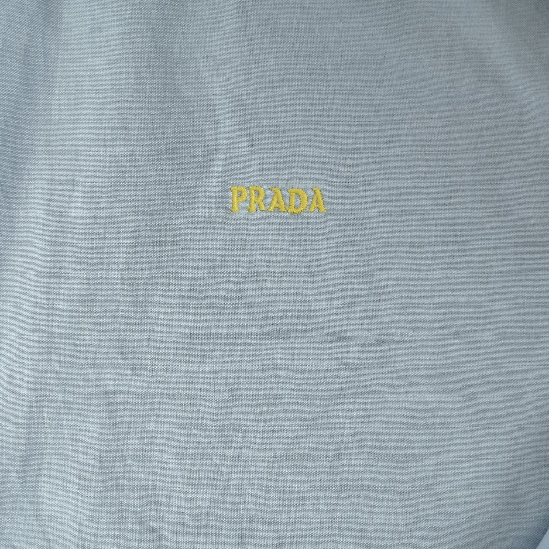 Prada Grey Check Reversible Zip-Up Blouson Jacket - Light Blue / Grey Check