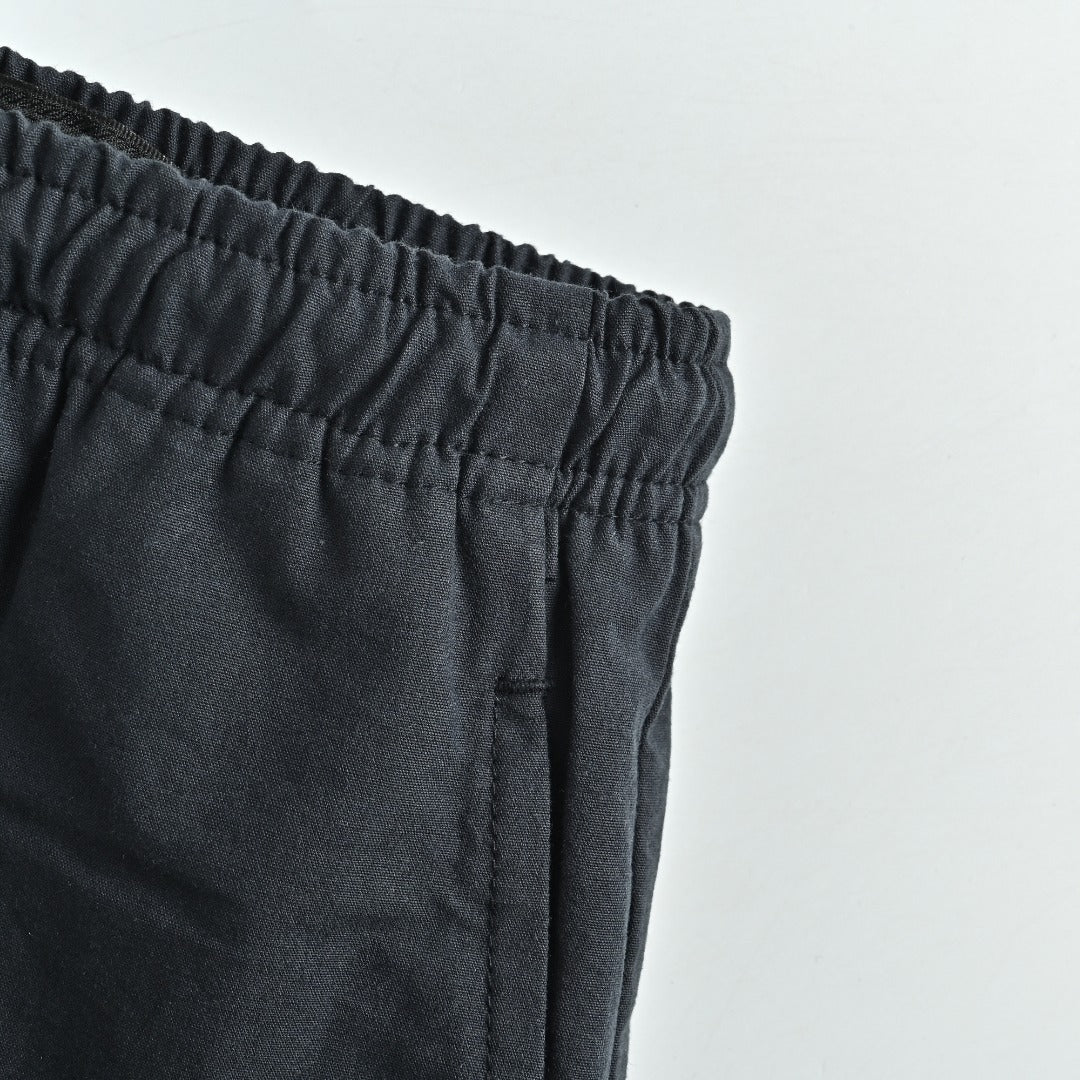 Prada PRD Two-Tone Logo Label Linen-Cotton Blend Casual Trousers - Black