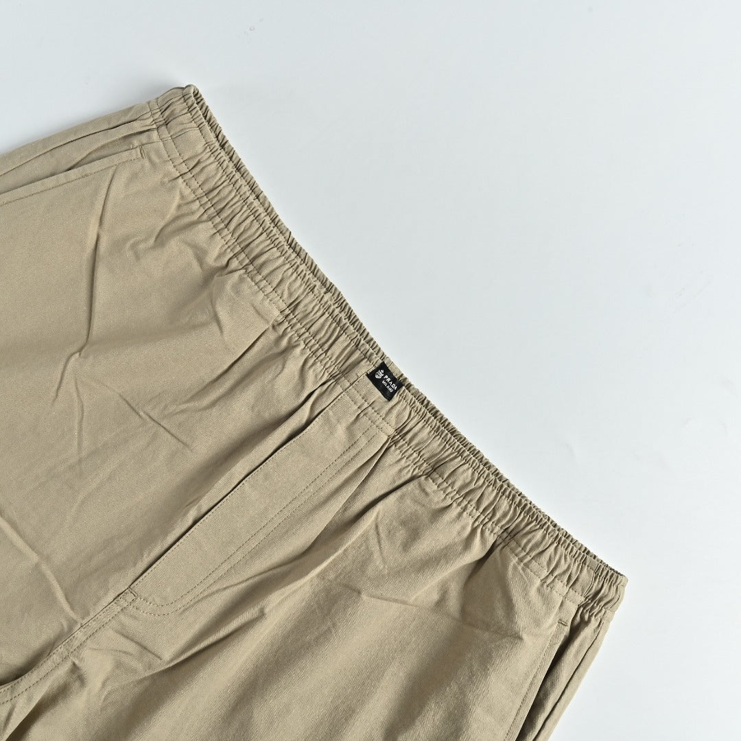 Prada PRD Two-Tone Logo Label Linen-Cotton Blend Casual Trousers - Taupe