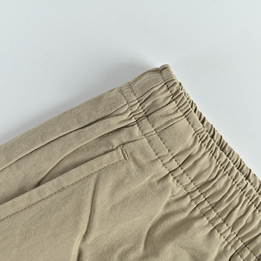 Prada PRD Two-Tone Logo Label Linen-Cotton Blend Casual Trousers - Taupe
