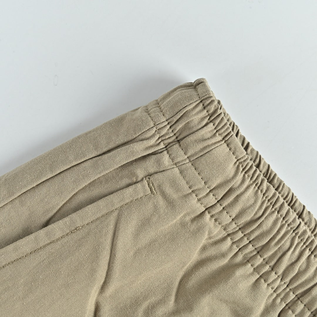 Prada PRD Two-Tone Logo Label Linen-Cotton Blend Casual Trousers - Taupe