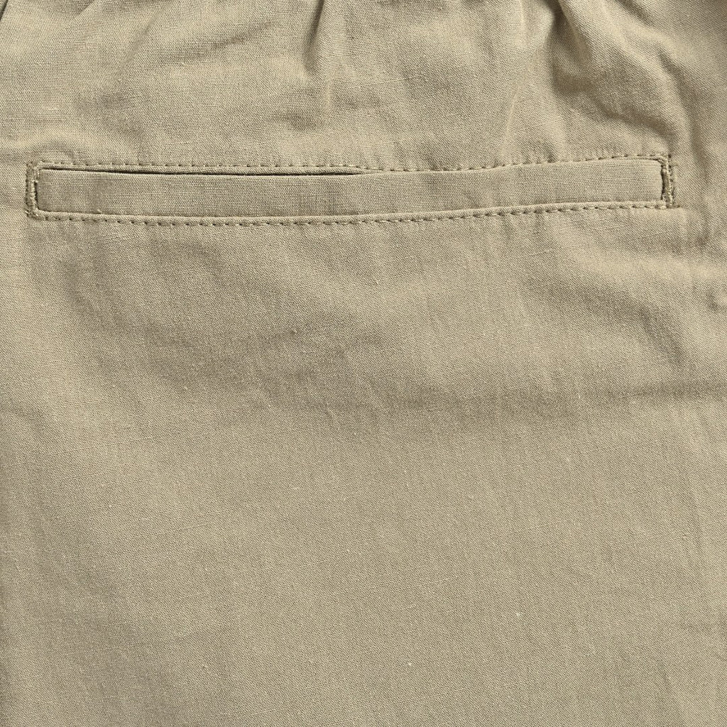 Prada PRD Two-Tone Logo Label Linen-Cotton Blend Casual Trousers - Taupe