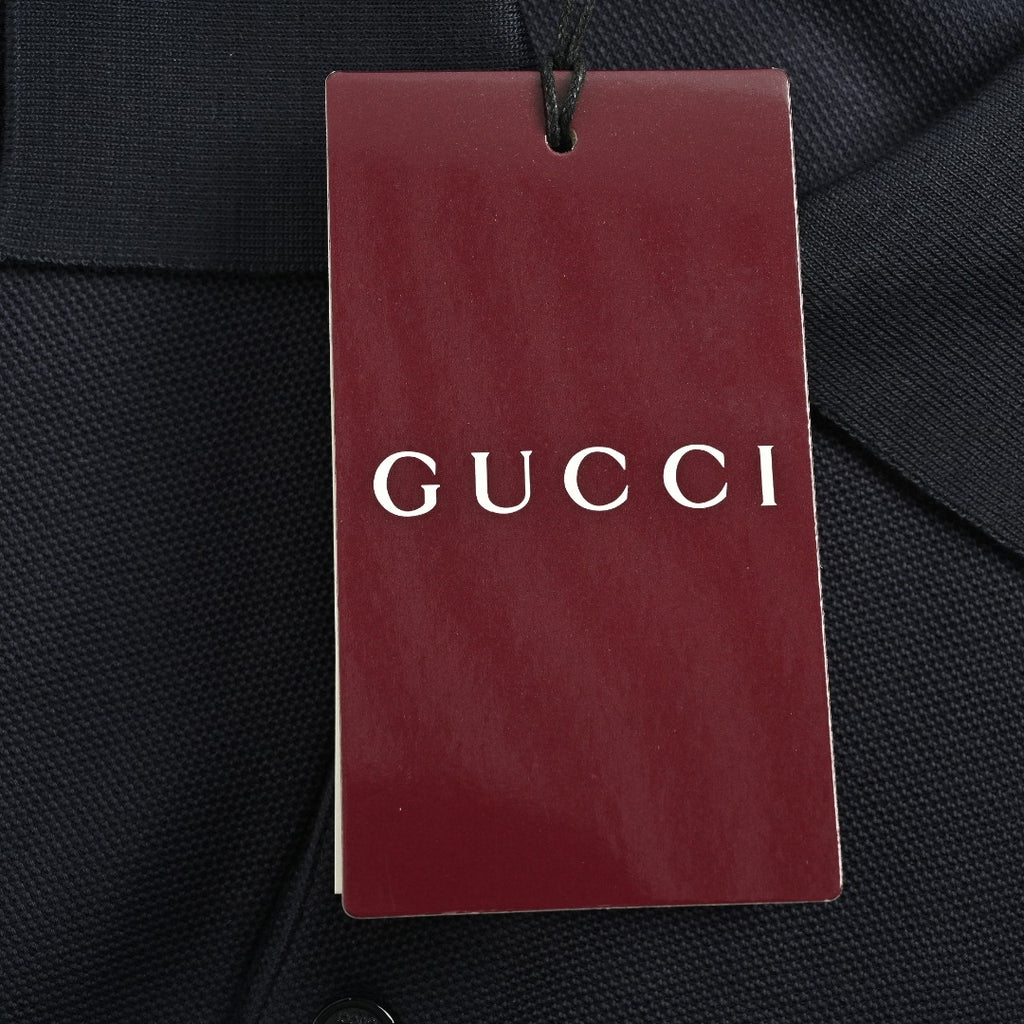 Gucci GUC GG Two-Tone Embroidered Short Sleeve Polo Shirt - Black