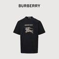 Burberry BBR Gold Equestrian Knight Embroidered Short Sleeve T-Shirt - Black