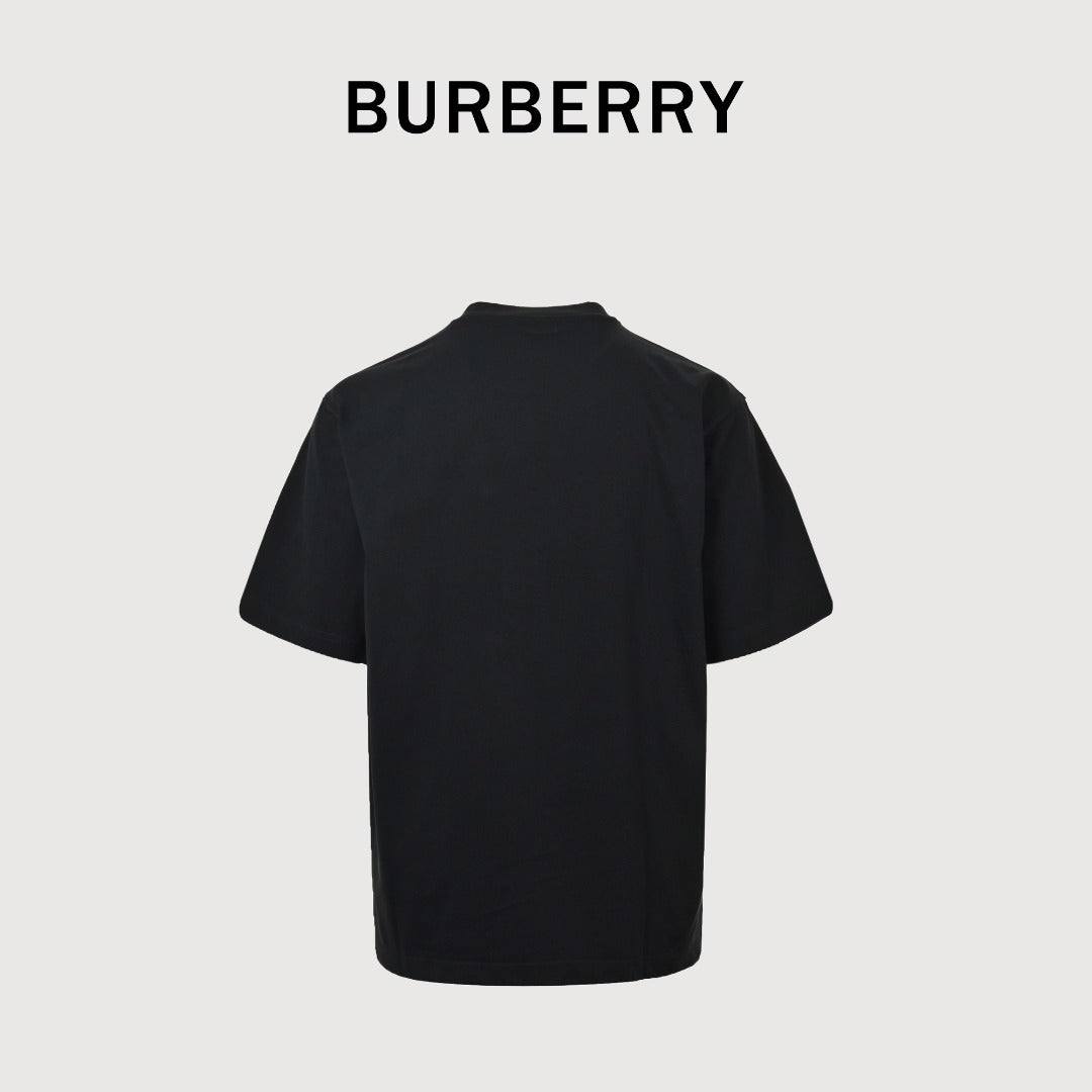 Burberry BBR Gold Equestrian Knight Embroidered Short Sleeve T-Shirt - Black