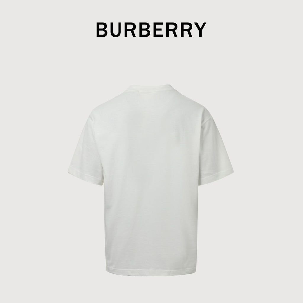 Burberry BBR Tonal Equestrian Knight Embroidered Short Sleeve T-Shirt - White