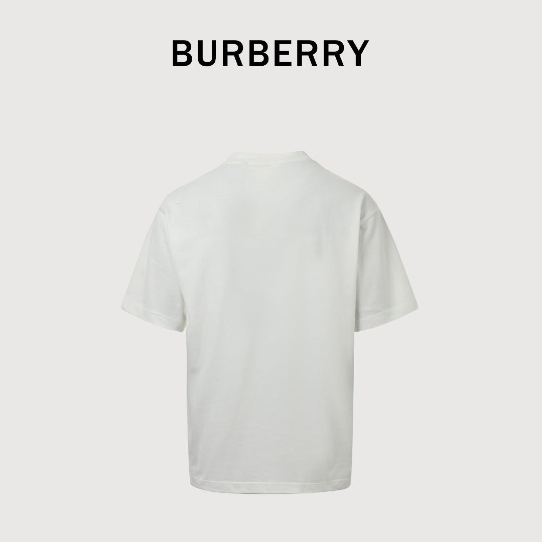 Burberry BBR Tonal Equestrian Knight Embroidered Short Sleeve T-Shirt - White