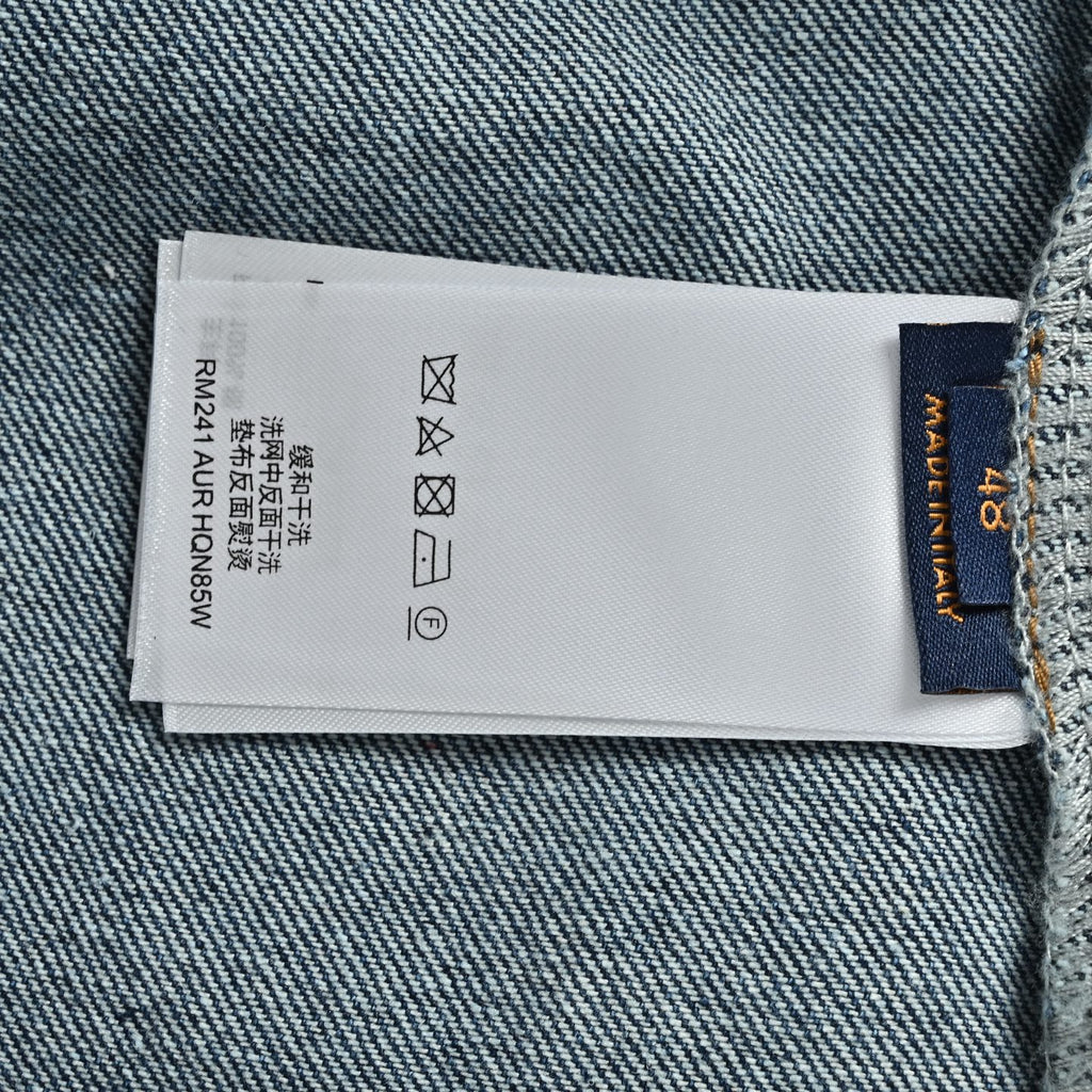 Louis Vuitton Pocket Logo Embroidered Short Sleeve Denim Shirt - Dark Blue