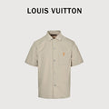 Louis Vuitton LV Pocket Leather Patch Silk-Cotton Blend Short Sleeve Shirt - Beige