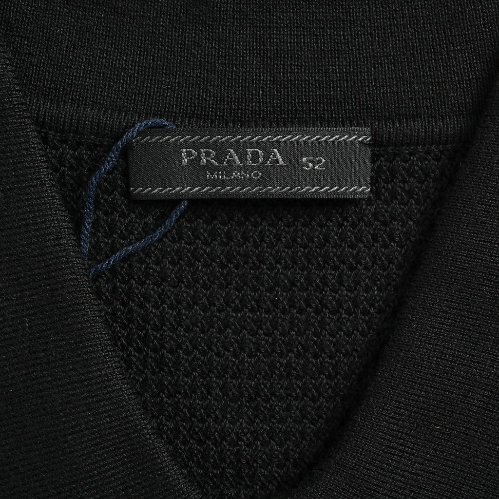 Prada PRD Logo Mesh-Knit Short Sleeve Polo Shirt - Black