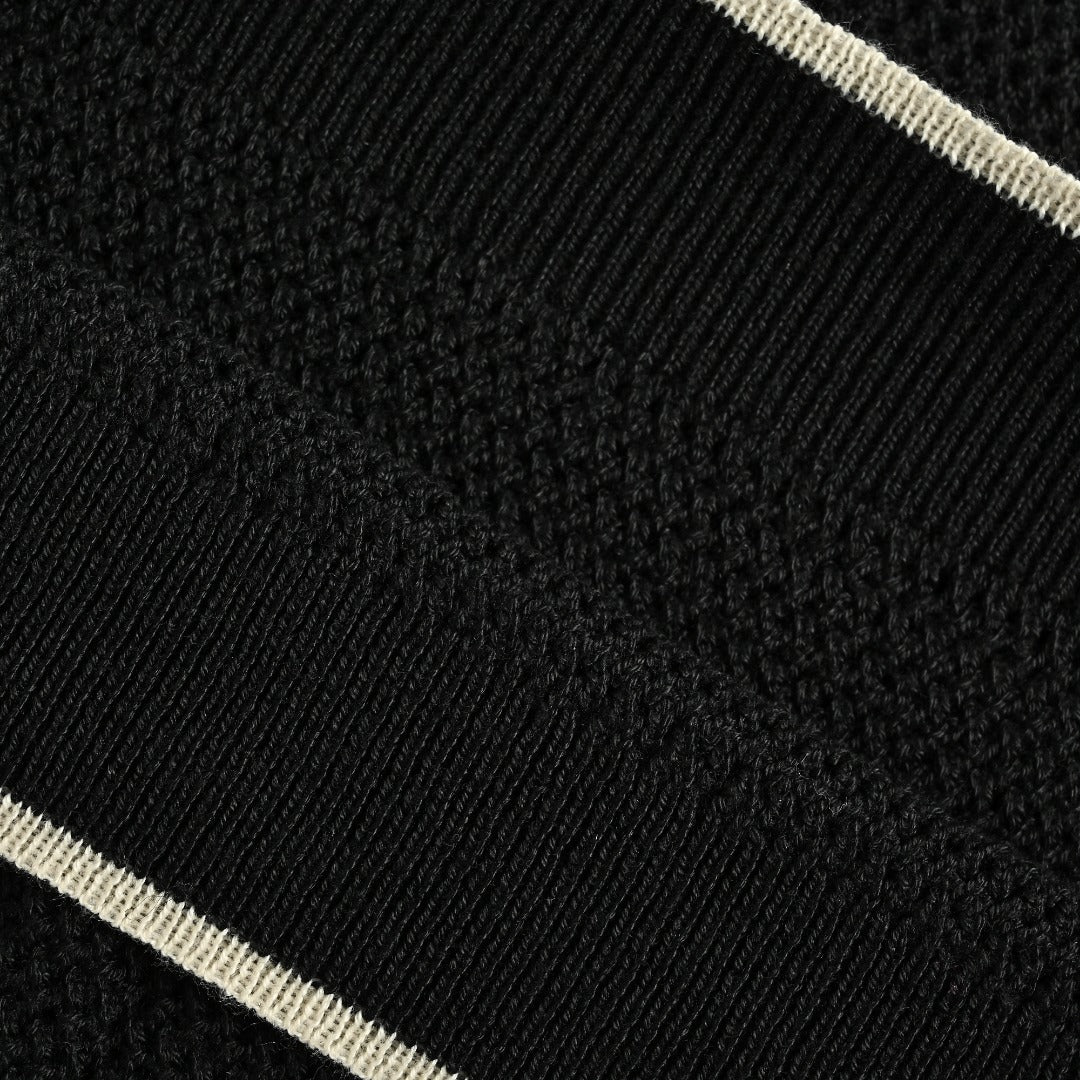 Prada PRD Logo Mesh-Knit Short Sleeve Polo Shirt - Black