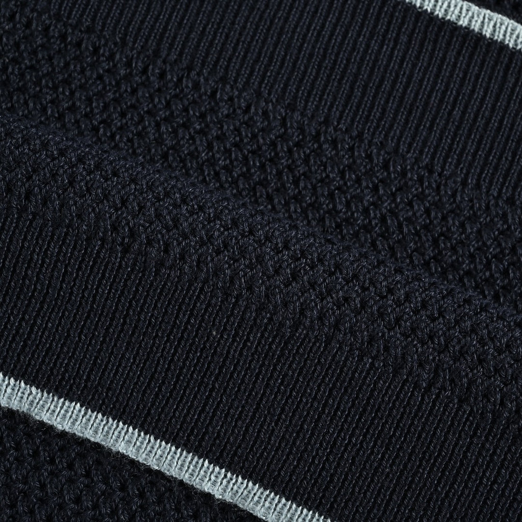 Prada PRD Logo Mesh-Knit Short Sleeve Polo Shirt - Navy