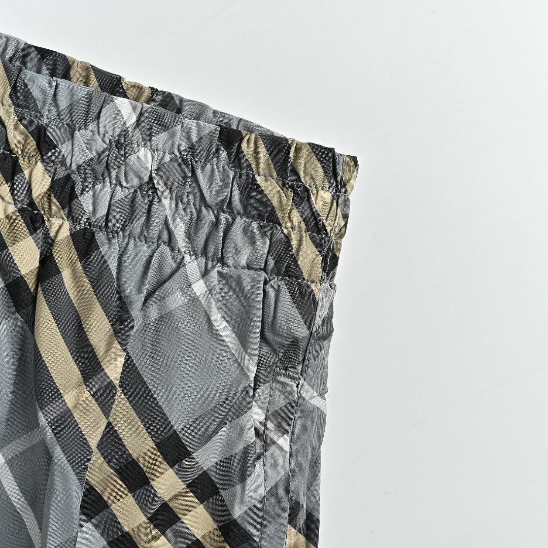 Burberry BBR Grey-Green Diagonal Tartan Check Shorts