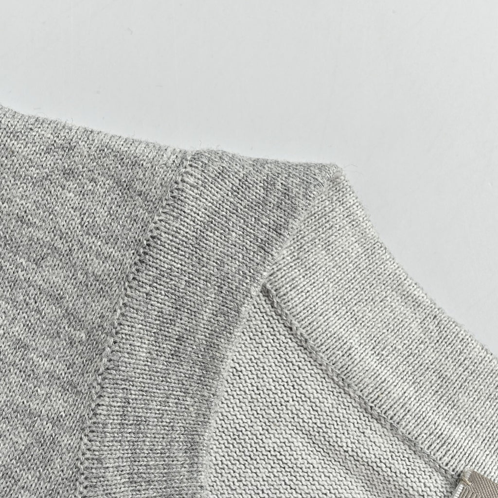 Dior CD Small Logo Knit Dropped-Shoulder Short Sleeve T-Shirt - Grey Marl
