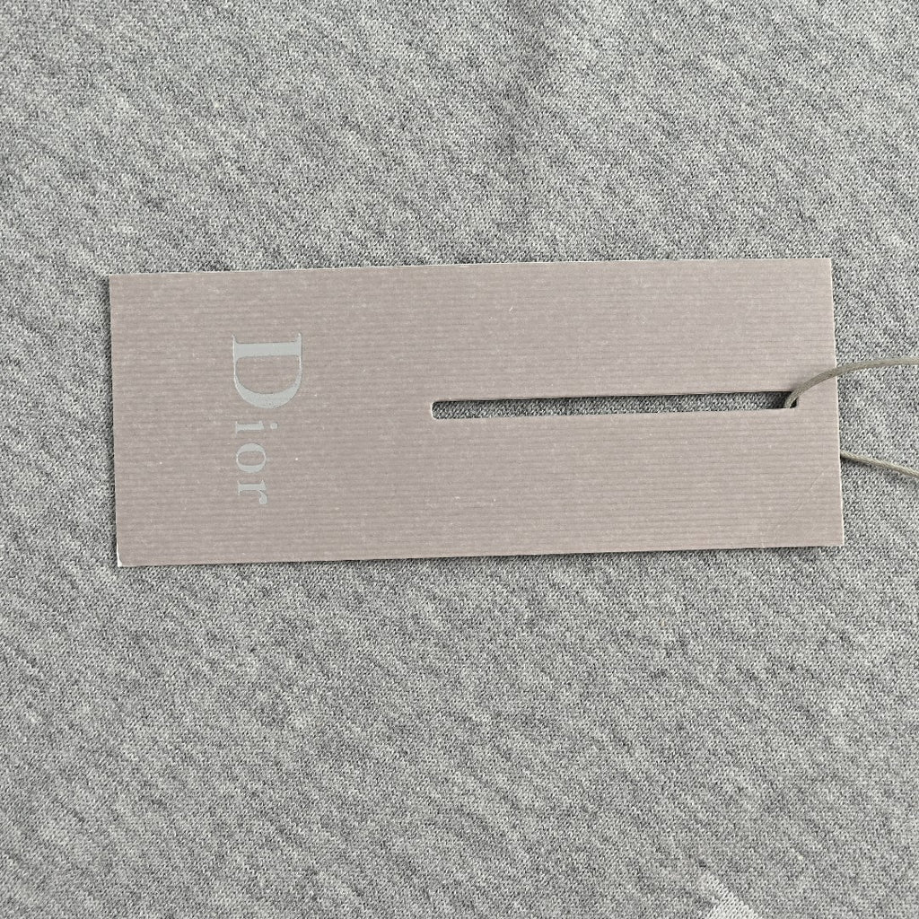 Dior CD Small Logo Knit Dropped-Shoulder Short Sleeve T-Shirt - Grey Marl
