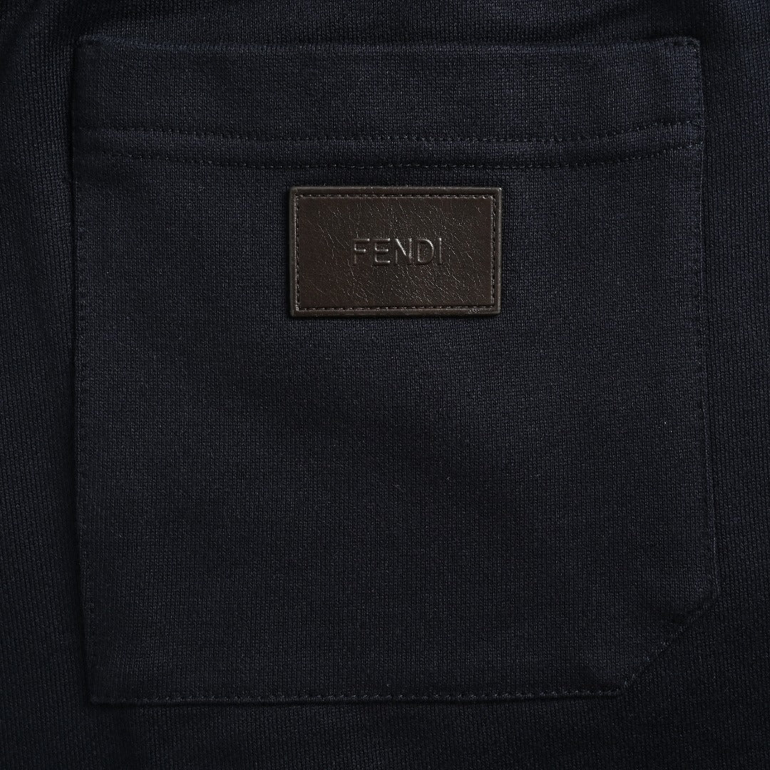 Fendi FD Back Pocket Leather Patch Shorts - Black