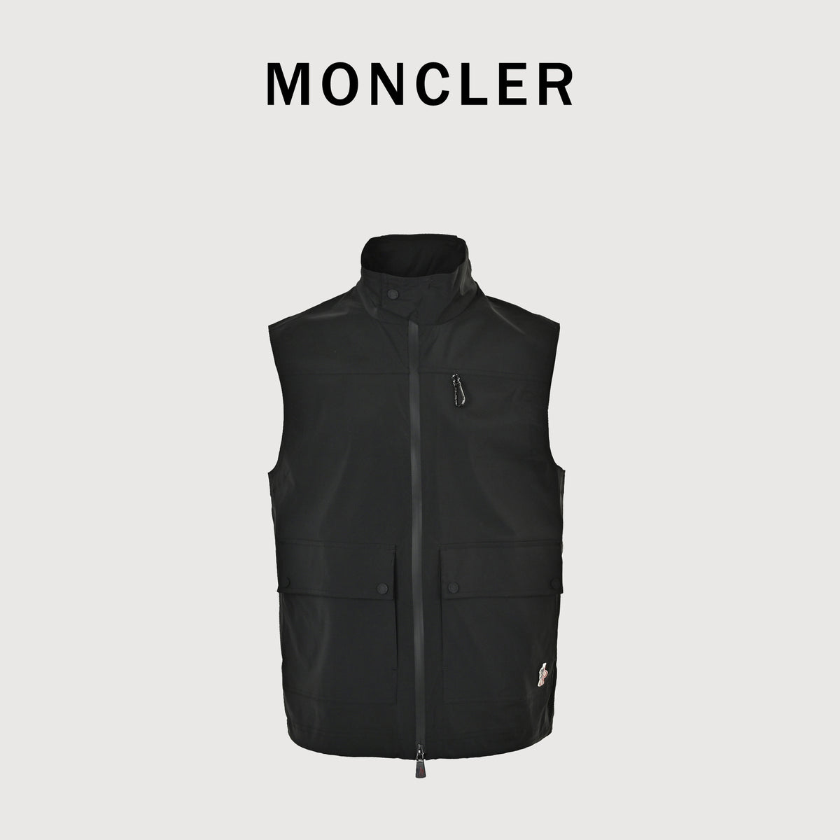 Moncler MC Reflective Logo Outdoor Stand-Collar Vest - Black