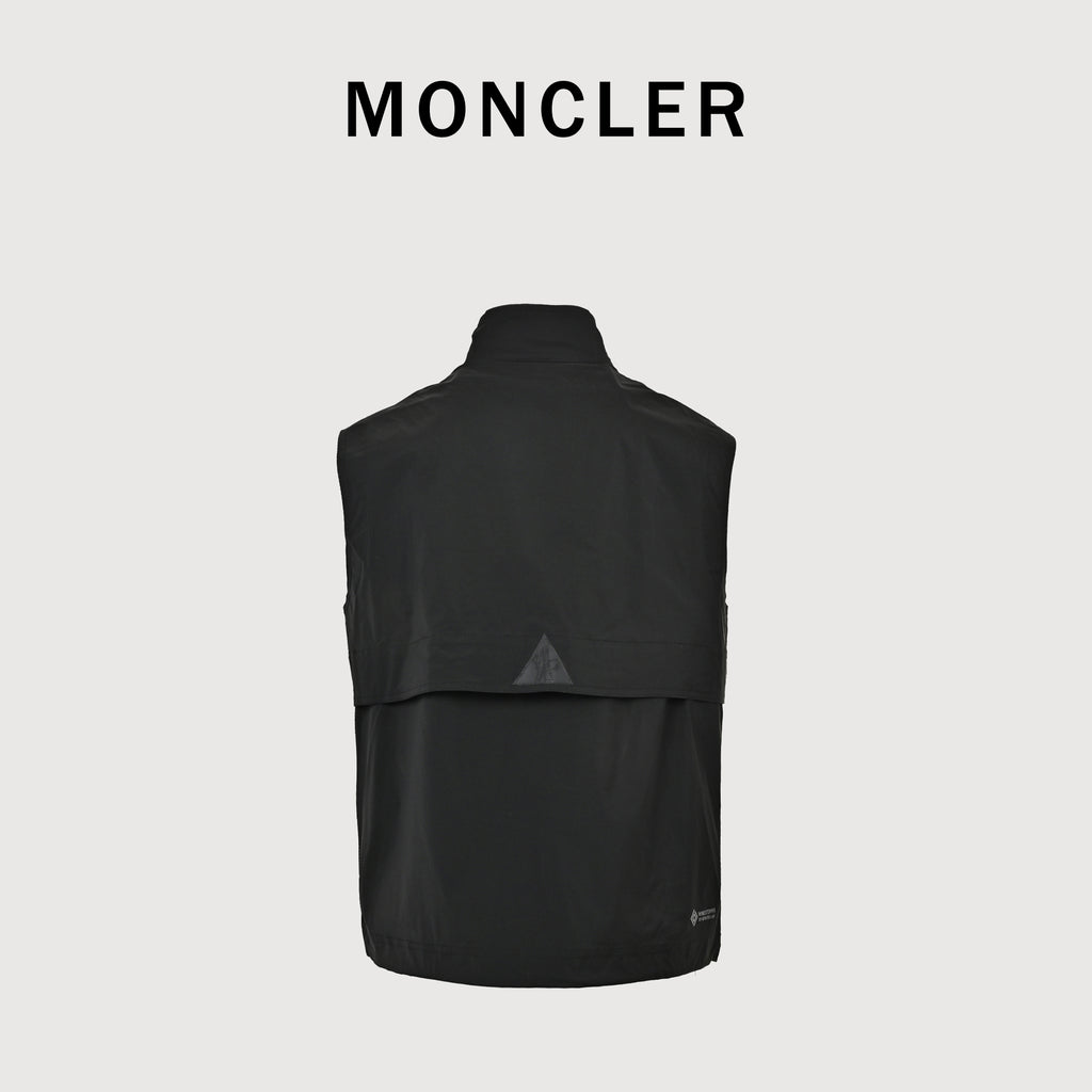 Moncler MC Reflective Logo Outdoor Stand-Collar Vest - Black