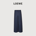Loewe Cotton Poplin Openwork Embroidered Wide-Leg Trousers - Navy