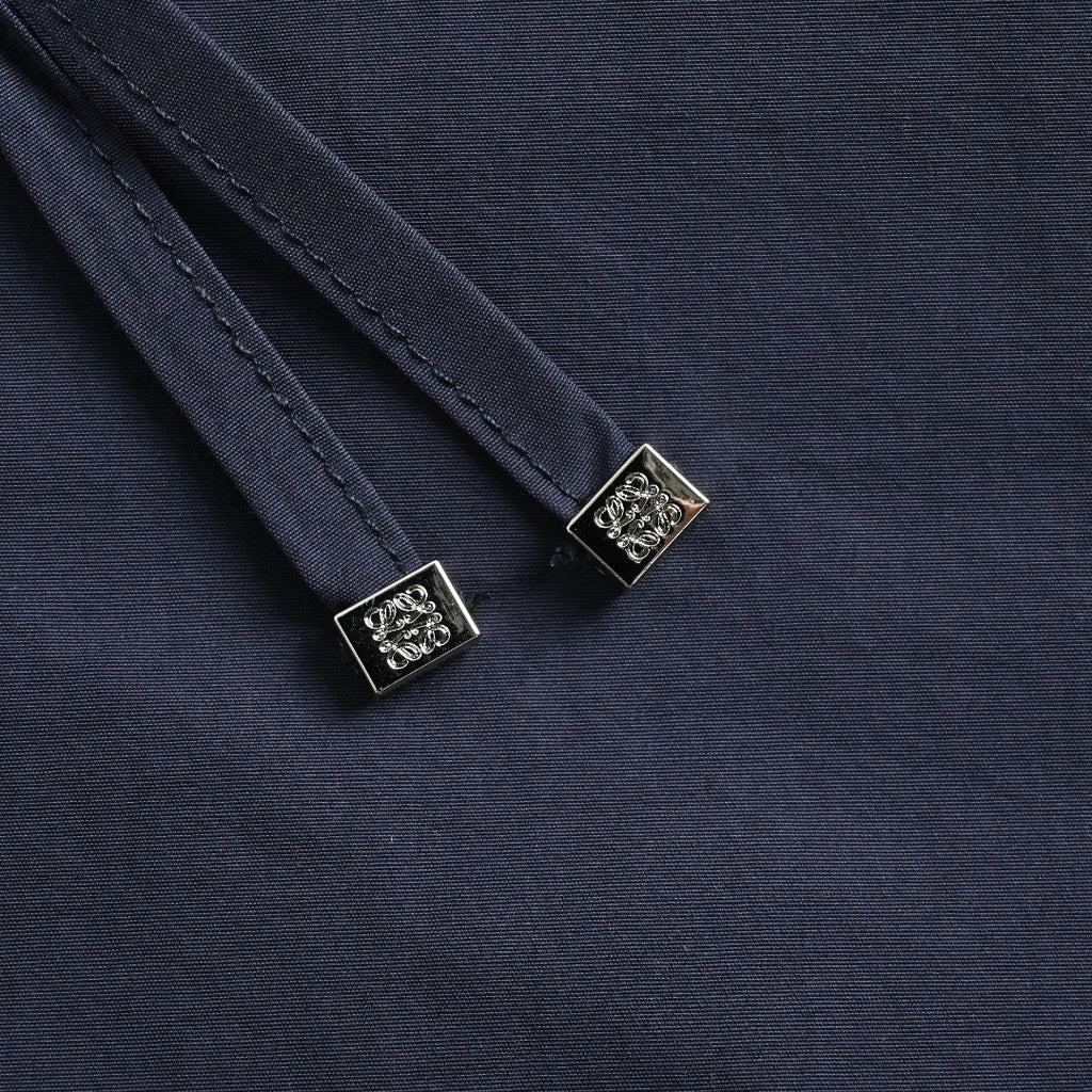 Loewe Cotton Poplin Openwork Embroidered Wide-Leg Trousers - Navy