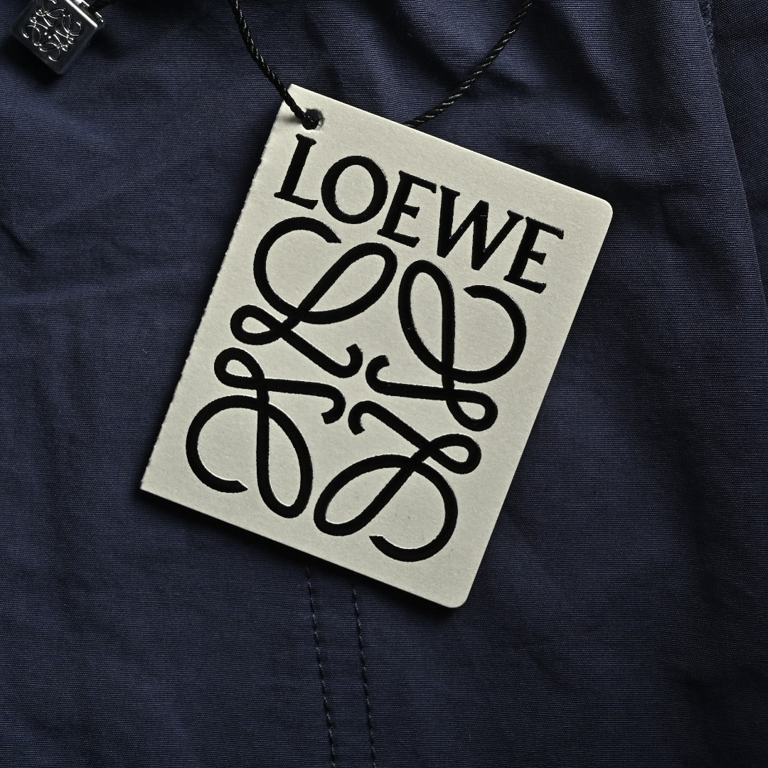 Loewe Cotton Poplin Openwork Embroidered Wide-Leg Trousers - Navy