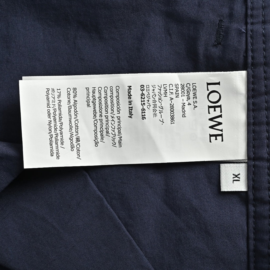 Loewe Cotton Poplin Openwork Embroidered Wide-Leg Trousers - Navy