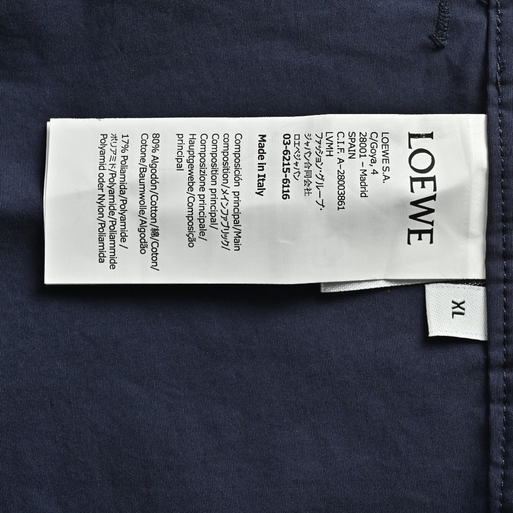 Loewe Openwork Embroidered Linen Shorts - Navy