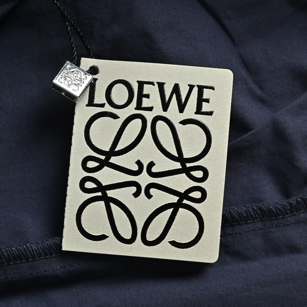 Loewe Openwork Embroidered Linen Shorts - Navy