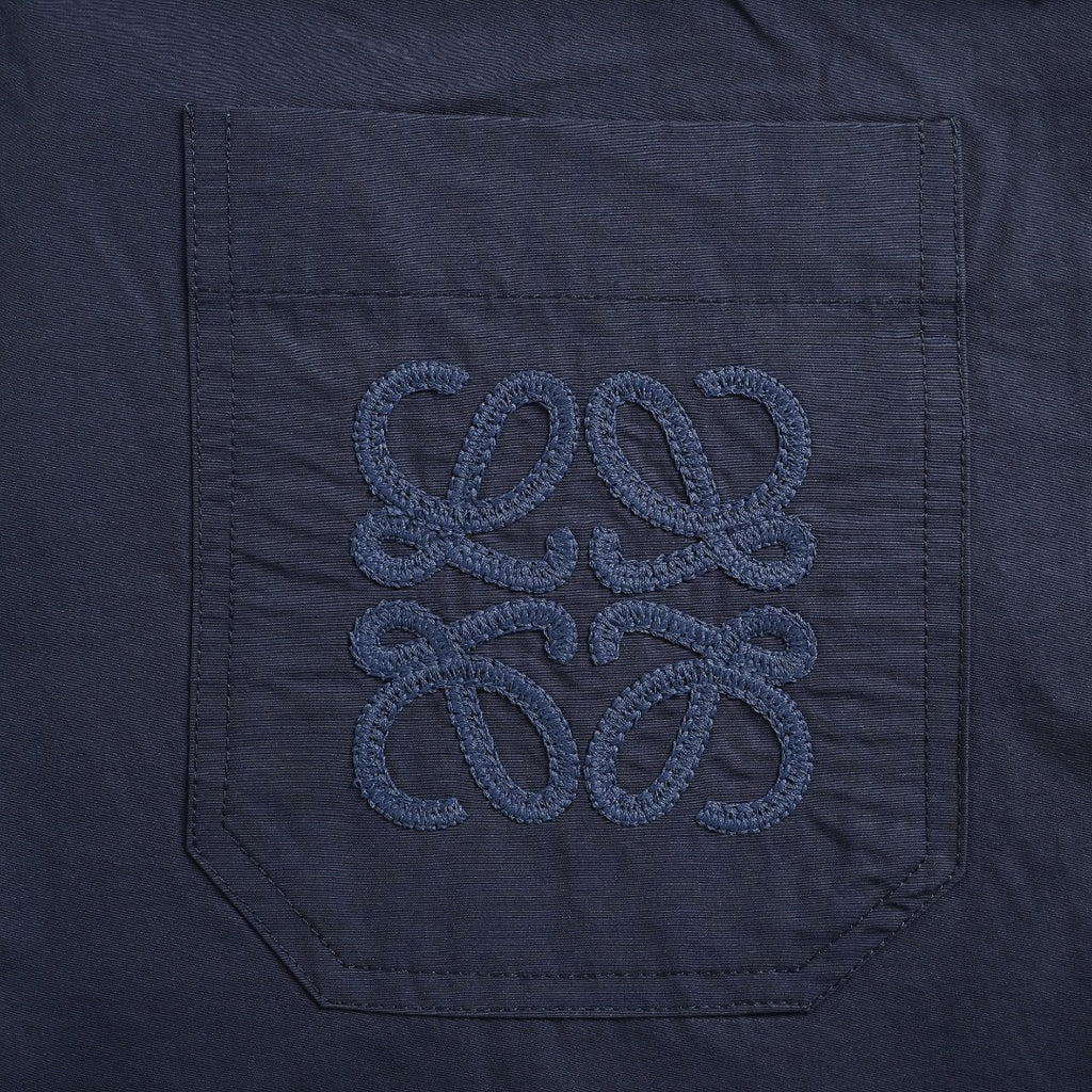 Loewe Openwork Embroidered Linen Shorts - Navy