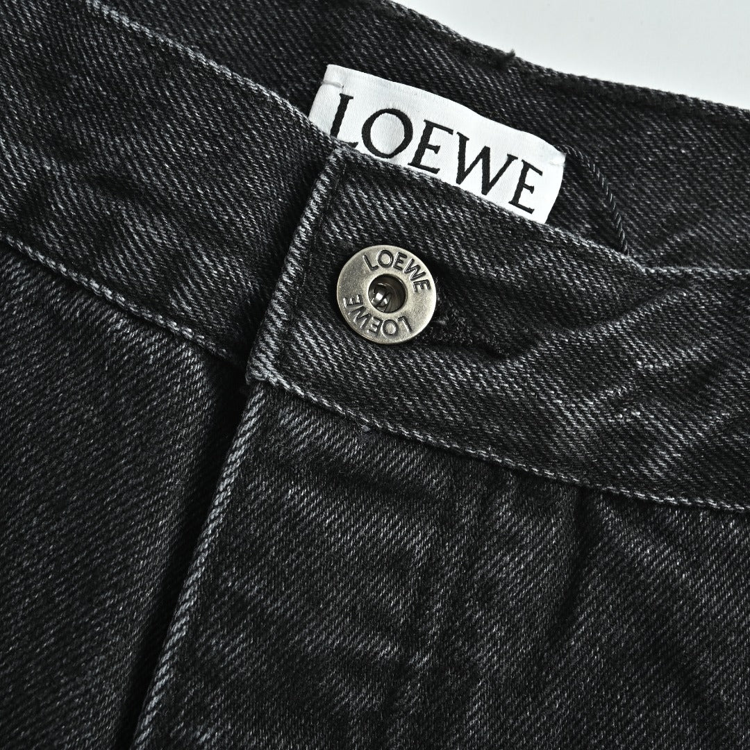 Loewe Leg Patch Workwear Denim Jeans - Black