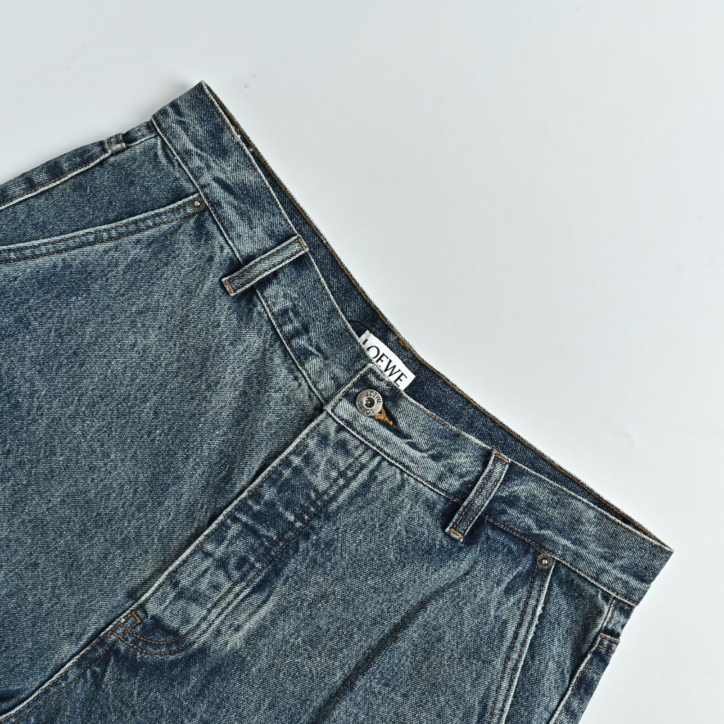 Loewe Leg Patch Workwear Denim Jeans - Vintage Blue