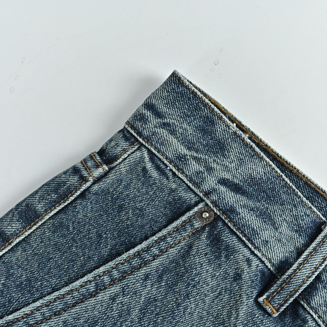 Loewe Leg Patch Workwear Denim Jeans - Vintage Blue