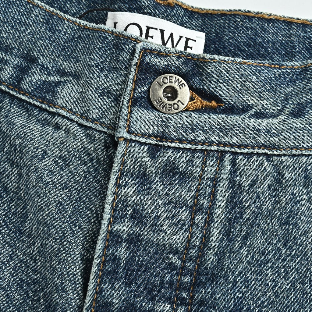 Loewe Leg Patch Workwear Denim Jeans - Vintage Blue