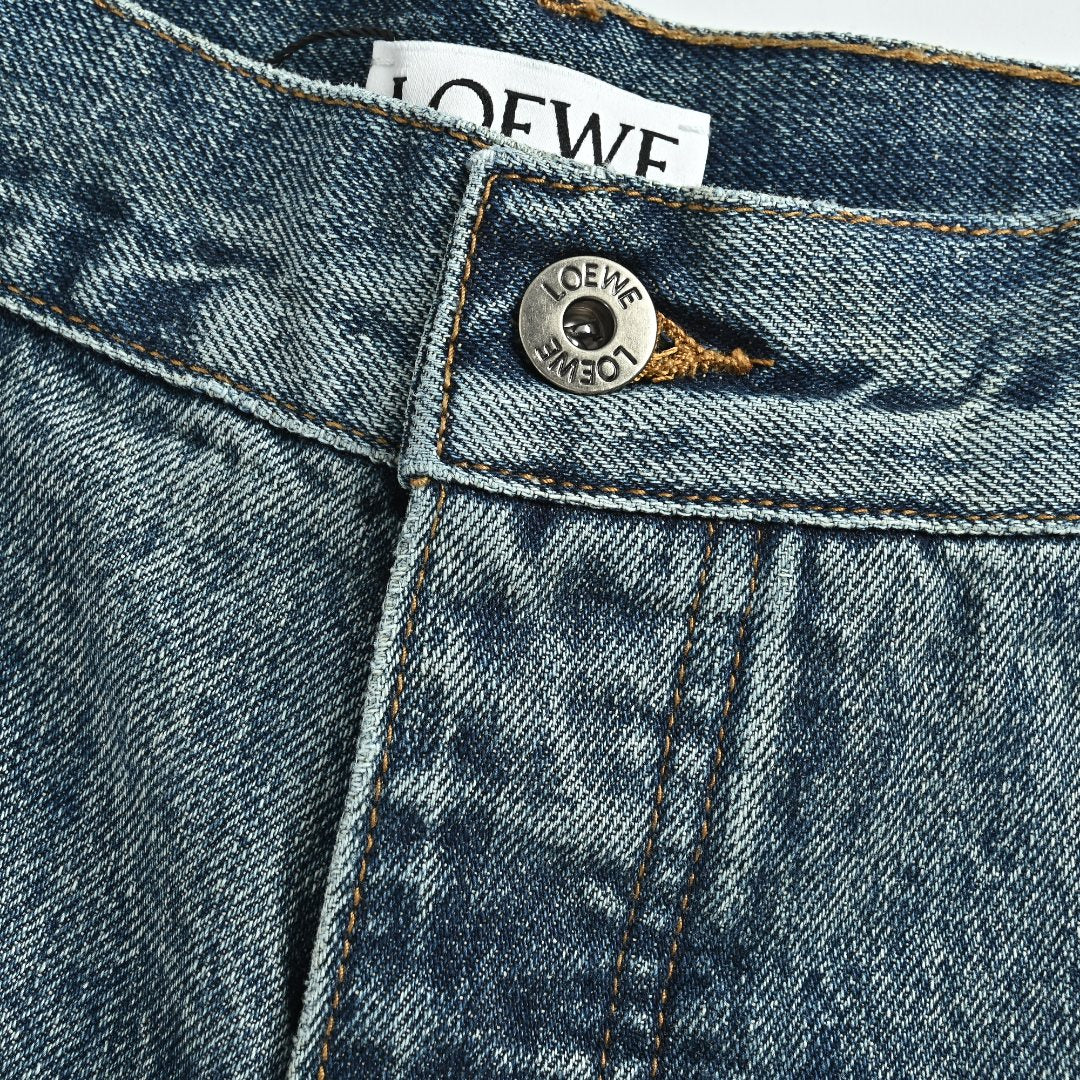 Loewe Leg Patch Workwear Denim Jeans - Vintage Blue
