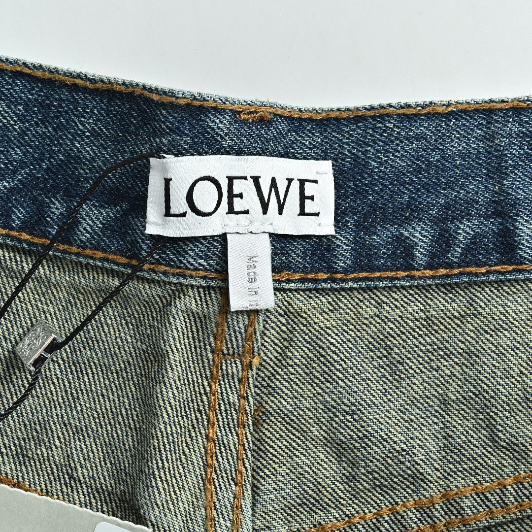 Loewe Leg Patch Workwear Denim Jeans - Vintage Blue