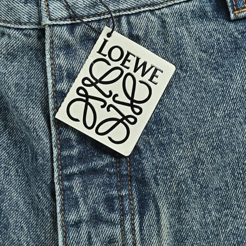 Loewe Leg Patch Workwear Denim Jeans - Vintage Blue