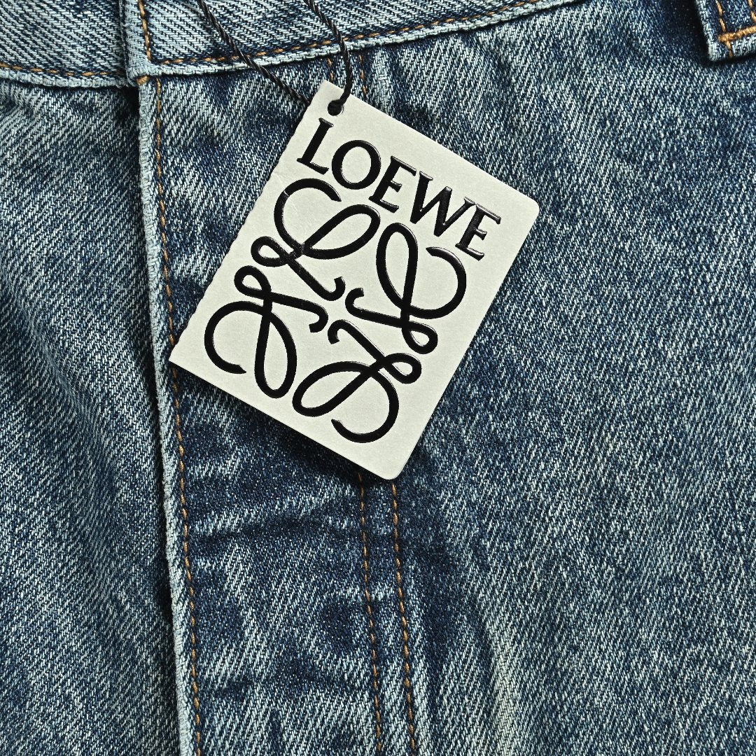 Loewe Leg Patch Workwear Denim Jeans - Vintage Blue