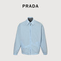 Prada PRD Triangle Logo Reversible Check Lapel Jacket - Sky Blue / Navy Check