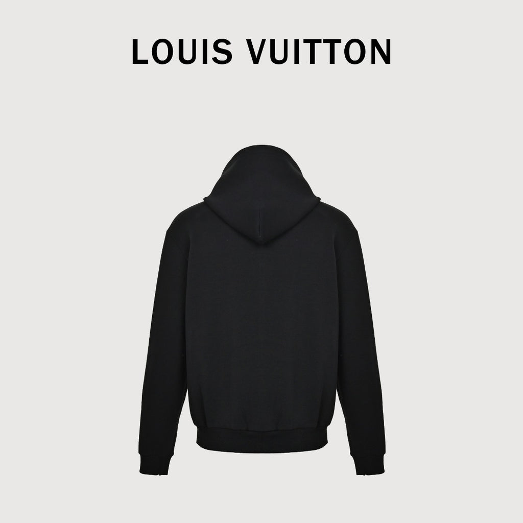Louis Vuitton LV Two-Tone Embroidered Beaded Pendant Zip-Up Hoodie - Black