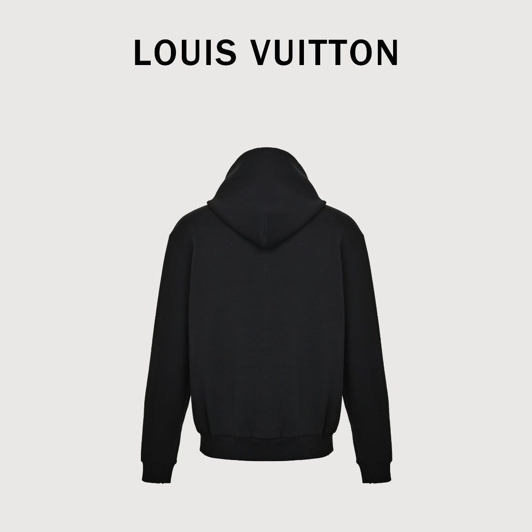 Louis Vuitton LV Two-Tone Embroidered Beaded Pendant Zip-Up Hoodie - Black