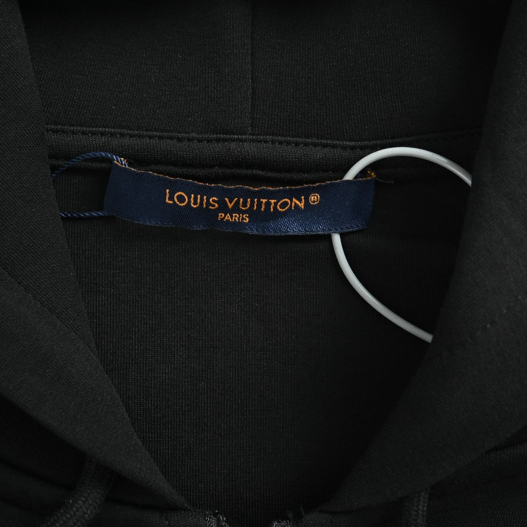 Louis Vuitton LV Two-Tone Embroidered Beaded Pendant Zip-Up Hoodie - Black