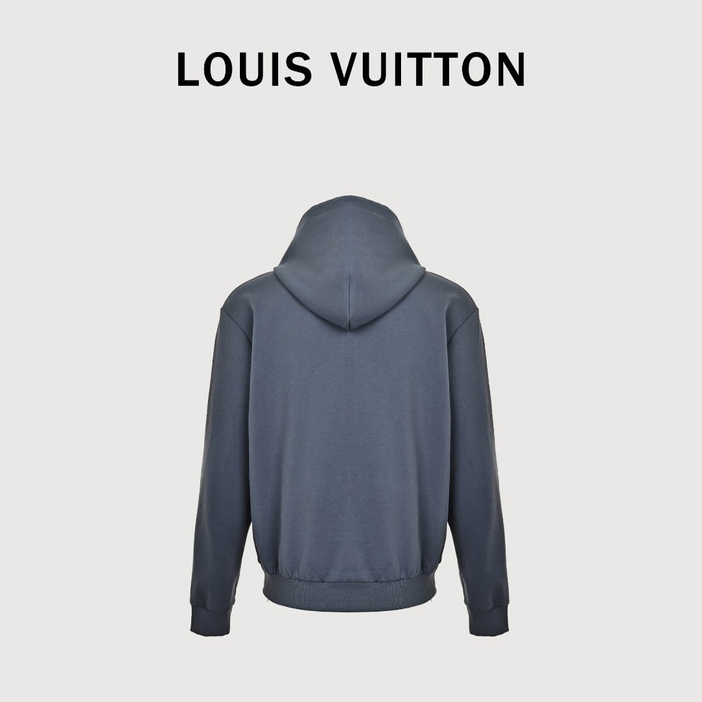Louis Vuitton LV Two-Tone Embroidered Beaded Pendant Zip-Up Hoodie - Slate Grey