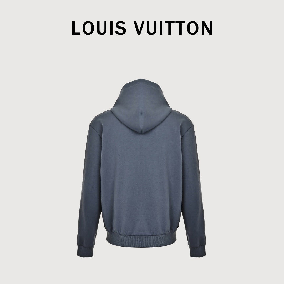 Louis Vuitton LV Two-Tone Embroidered Beaded Pendant Zip-Up Hoodie - Slate Grey